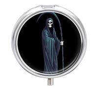 Grim Reaper Pill Box 3 Compartment Small Portable Medicine Case Pill Organizer for Pocket Purse