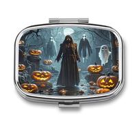 Grim Reaper Pill Case Travel Portable Pocket Pill Box 2 Compartment Medicine Case Large Capacity Daily Pill Cases Vitamin Organizer Medicine Organizer Small Pill Box