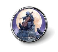 Grim Reaper Playing A Cello Novelty Brooches & Pins Round Personalised Metal Lapel Badge With Butterfly Clutch Clasp
