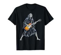 Grim Reaper Playing Guitar - Skeleton Guitarist Rock Music T-Shirt