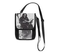 Grim Reaper Reading with A Scythe Travel Wallet Passport Holder Travel Wallet Organizer Slim Lightweight Crossbody Bag with Adjustable Strap