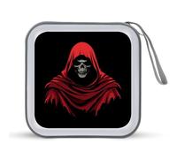 Grim Reaper Red Cloak Portable CD Case Holder 48 Capacity Travel DVD Storage Boxs Wallet Bag