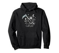 Grim Reaper Riding Black Cat Halloween Costume Kawaii Anime Pullover Hoodie