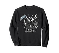Grim Reaper Riding Black Cat Halloween Costume Kawaii Anime Sweatshirt