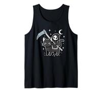 Grim Reaper Riding Black Cat Halloween Costume Kawaii Anime Tank Top