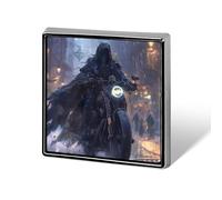 Grim Reaper Riding Motorcycle Goth Brooch Pins for Men Women Square Badge Collar Lapel Pins for Dress Jacket Accessories