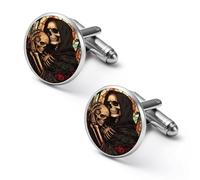 Grim Reaper Rose Skull Men's Alloy Cufflinks Classic Cuff Link Fashion Shirt Accessories for Business Party Wedding 2.0cm