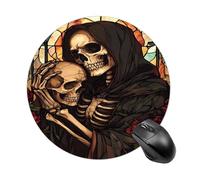 Grim Reaper Rose Skull Round Mouse Pad Anti-Slip Waterproof Rubber Cute Computer Mat for Office Home Gaming Laptop