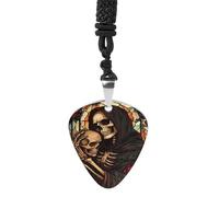 Grim Reaper Rose Skull Vintage Pick Necklace Guitar Bass Pick Pendant &B Steel Music Jewelry for Music Lovers