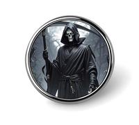 Grim Reaper Round Badge Cute Enamel Lapel Pin Brooches Button Pin Personalized Clothing Decoration Unisex Badge Holder Hats Bags Shirts Decor