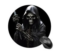 Grim-Reaper Round Gaming Mouse Pad Non-Slip Rubber Base Mousepad Travel Office Mousepads for Desk Funny Waterproof Computer Mouse Mat Cute Laptop Mouspad 7.8x7.8 Inch