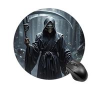 Grim Reaper Round Mouse Pad Cute Non-Slip Rubber Base Desk Mat Funny Small Mousepad for Office & Gaming, Decorative Computer Accessories for Home Office Desk