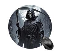 Grim Reaper Round Mouse Pad Smooth Glide Gaming Mousepad Extra Density Portable Comfortable Mouse Mat for Desk, Home, Office 7.8x7.8 Inches