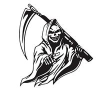 Grim Reaper Scythe Car Sticker PET Adhesive Car Sticker Car Decorative Sticker Fashionable and Cool Scythe Car Decal Horror Car Sticker (Black)