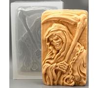 Grim Reaper Silicone Mold SOAP Plaster Wax Resin Clay 5oz Skeleton Death