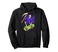 Grim Reaper Skateboarding Halloween Teen Boys Skate Board Pullover Hoodie