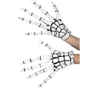 Grim Reaper Skeleton Gloves White Latex Halloween Fancy Dress Accessory