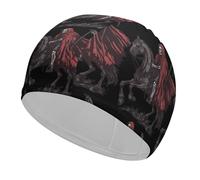 Grim Reaper Skeleton Riding Horse Fabric Swim Cap for Women Men Waterproof Swimming Caps Hat Long Hair