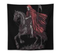 Grim Reaper Skeleton Riding Horse Tapestry Wall Hanging Tapestries 60"x60"