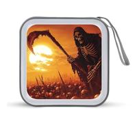 Grim Reaper Skeletons Sunset Funny CD Case 40 Capacity DVD Holder Portable Storage Disc Binder Wallet for Car Home Travel