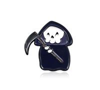 Grim Reaper Skull Brooch Lapel Pin for Women Men Girls Punk Halloween Skeleton Evil Devil Death Scythe Cool Stuff Costume Clothes Accessories Brooches Pins Cute Jewelry for Dress Suit Jeans Jacket Bag