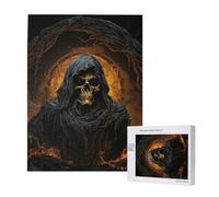 Grim Reaper Skull Dark Death Black Personalised 500 Piece Wooden Jigsaw Puzzle For Adults, Custom Portrait Picture