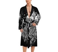 Grim Reaper Skull Undead Ghost U.S. Flag Classic Bathrobe Loungewear Dressing Gown Womens Men for Spa Hotel Sleep L