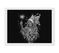 Grim Reaper Skull Undead Ghost U.S. Flag Full Round Drill Diamond Art Kits Accessories Craft Home Wall Decor 12"x16"