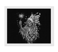 Grim Reaper Skull Undead Ghost U.S. Flag Full Round Drill Diamond Art Kits Accessories Craft Home Wall Decor 16"x20"