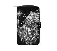Grim Reaper Skull Undead Ghost U.S. Flag Long Purses for Women Leather Card Holder Mens Wallet Coin Purse