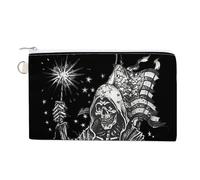 Grim Reaper Skull Undead Ghost U.S. Flag Portable Canvas Coin Purse Fashion Pencil Case Travel Makeup Bag