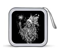 Grim Reaper Skull Undead Ghost U.S. Flag Portable CD Case Holder 48 Capacity Travel DVD Storage Boxs Wallet Bag