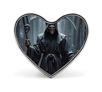 Grim Reaper Snowflakes And Christmas Trees Lapel Pin - Heart Shape Brooch Pins for Men & Women Suit Accessories, 1" Lightweight Enamel Lapel Pins Buttons for Backpacks, Hats, Bags, Lanyards