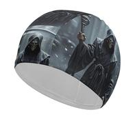Grim Reaper Swim Cap for Women Men Swimming Hat Bath Waterproof Pool Caps for Long Thick Curly Hair
