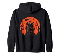 Grim Reaper Throne Halloween Zip Hoodie