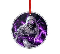 Grim Reaper Thunder Christmas Hanging Ornaments Crystal Glass Round Pendant Gifts for Xmas Trees Home Offices
