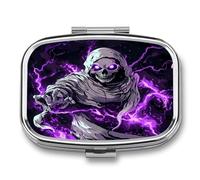 Grim Reaper Thunder Funny Square Pill Organizer Travel Pharmacy Box Portable Medicine Case with 2 Compartments