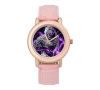 Grim Reaper Thunder Leather Fashion Women Watch Simplicity Round Wristwatch Easy Reader Ladies Watches