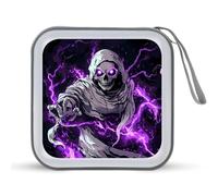 Grim Reaper Thunder Portable CD Case 40 Capacity DVD Collection Holder Zipper Storage Wallet for Car Home Travel