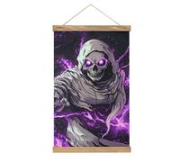 Grim Reaper Thunder Printed Hanging Poster Linen with Wooden Frame Modern Artwork Wall Decor for Living Room Office