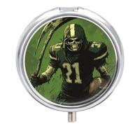 Grim Reaper U.S. Irish Football Round Pill Box Organiser 3 Compartment Portable Medicine Case