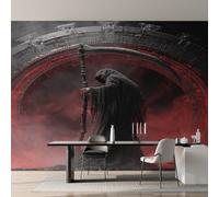 Grim Reaper Wallpaper, Black Red Gothic Skeleton Wall Mural for Living Room, Bedroom, Non-Woven Wall Papaer Decoration, Photo Wallpaper & Home Decor, 400x280 cm (WxH) K-MZ&23