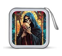 Grim Reaper with A Skull CD Holder Case with 40 Capacity Protective Sleeves Hard DVD Storage Wallet for Car