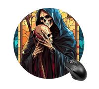 Grim Reaper with A Skull Round Mouse Mat 20CM Desk Pad Non-Slip Rubber Gaming Mousepad Desktop Mousemat