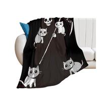 Grim Reaper with Cats Soft Flannel Blanket 250g Large Bed Blankets Lightweight Carpet for Sofa Couch Bed 30"*40"(76 * 100cm)
