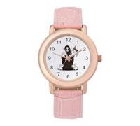 Grim Reaper with Cats Women's Watch Pink Rose Gold Strap Wristwatch Minimalist Easy Reader Watchec