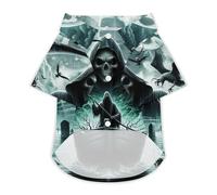 Grim Reaper with Scythe on A Boat Dog Shirt Soft Breathable Dog T-ShirtSummer Buttons Clothes Breathable Pet Apparel Daily Wear S