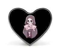 Grim Reapers And Her Cats Heart-shaped Brooch Pins Metal Badge Lapel Pin Jacket Hat Bag Accessories
