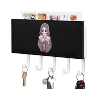 Grim Reapers and Her Cats Key Holder for Wall with 5 Hooks Letter Coat Rack 4.3×7.1×1 Inches