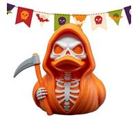 Grim Reapers Duck Statues - 8 cm/3.15 Inches Skeleton Ducks Figurine | Halloween Gothic Grim Reapers Skull Statue Decorations | Gothic Holding Sickle Figurine for Home Car Decor (Orange)